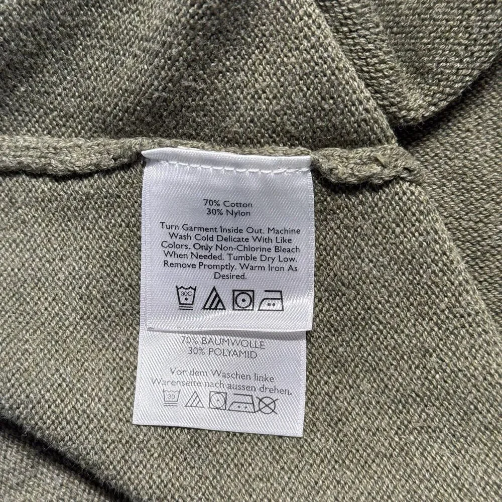 Eddie Bauer Womens XL Shawl Collar Sweater Olive Green Knit Pullover EUC